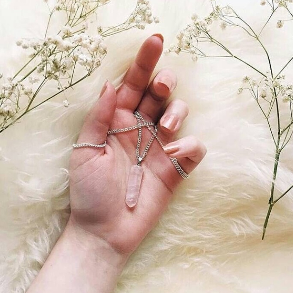 Rose Quartz Crystal Gemstone Point Necklace